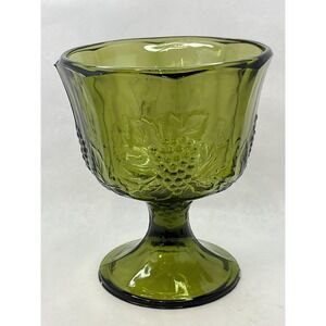 VINTAGE Indiana Glass Harvest Grape Avocado‎ Green Compote Candy Dish